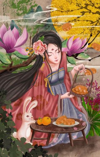 手绘古风人物插画图片