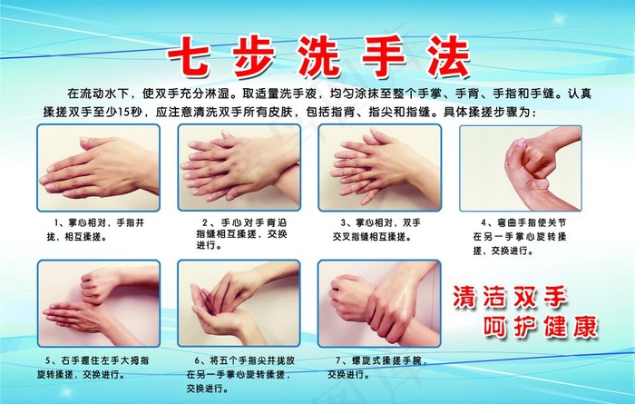 七步洗手法图片psd模版下载