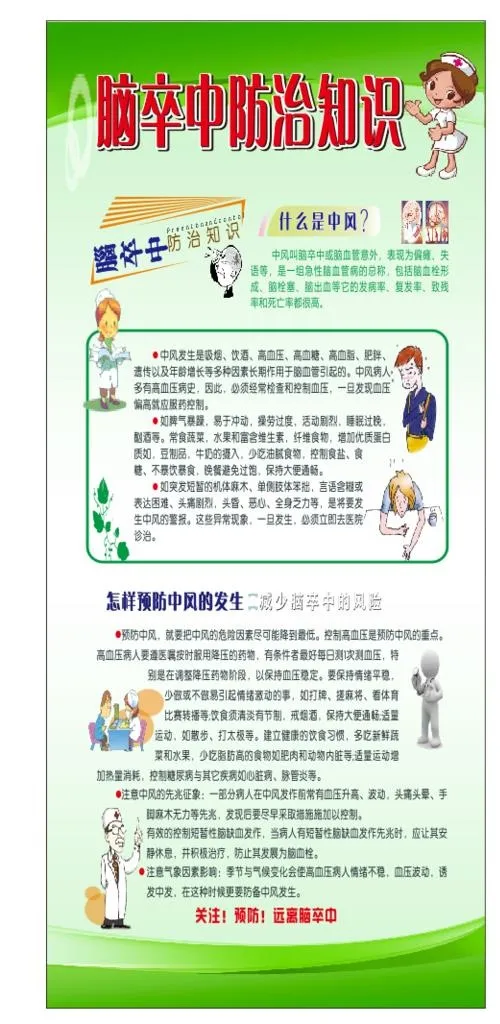 脑卒中防治知识展架图片cdr矢量模版下载