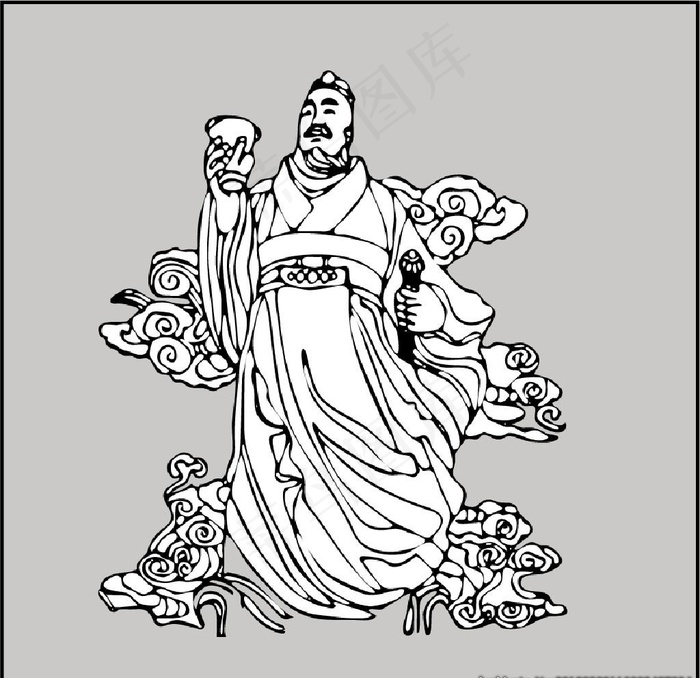 刘邦线条手绘图图片ai矢量模版下载
