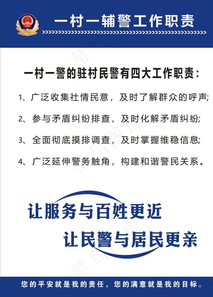 一村一辅警工作职责图片cdr矢量模版下载
