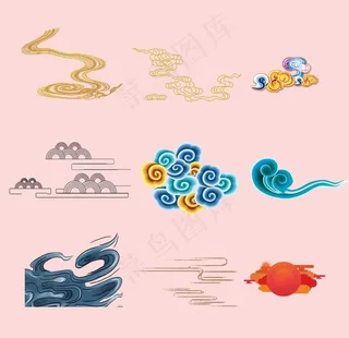 彩色古风祥云元素图片