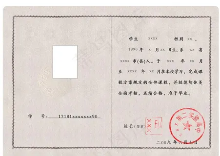 高中毕业证图片