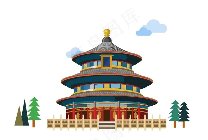 天坛祈年殿图片ai矢量模版下载