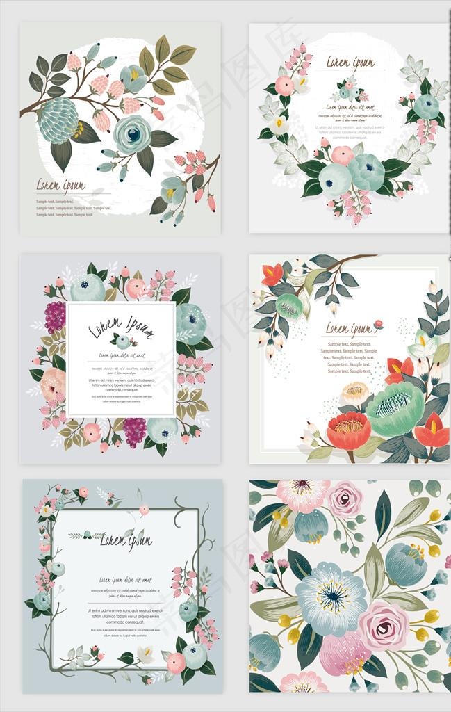 森系 小清新手绘 花水彩风婚图片