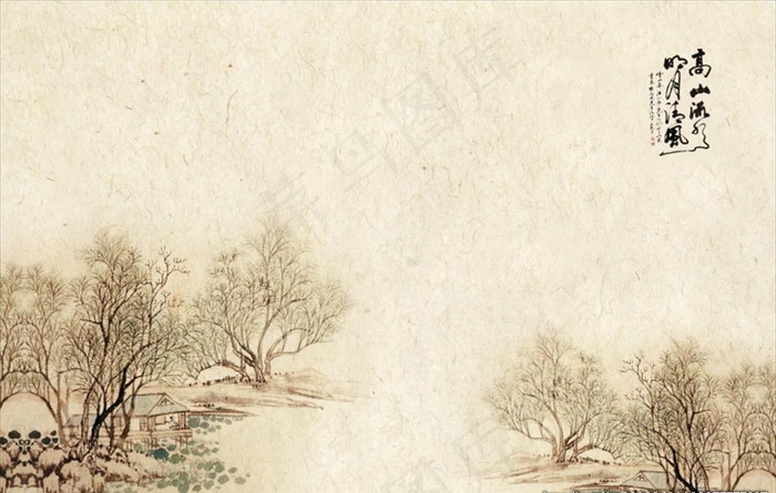 中国风水墨画工笔画模板图片下载