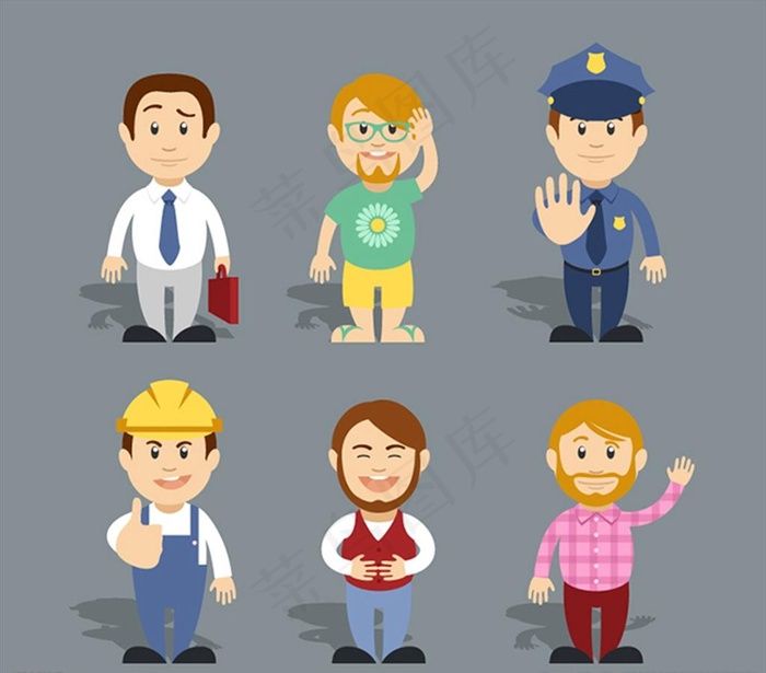 卡通职业人物图片ai矢量模版下载