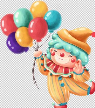 手绘卡通小丑系列免抠套图图片
