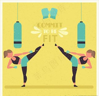 卡通拳击比赛培训俱乐部海报图片