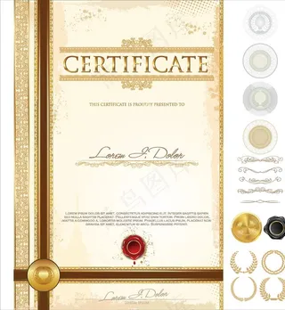 竖版证书防伪花纹欧式边框奖状图片