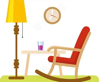 矢量卡通家具落地灯摇椅图片