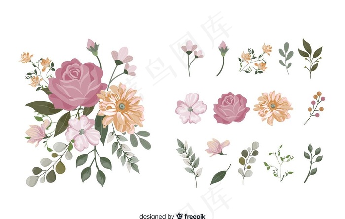 插画花图片ai矢量模版下载