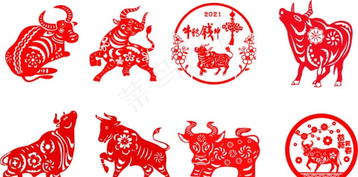 剪纸牛2021图片
