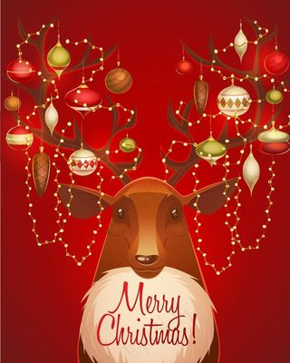 圣诞节麋鹿卡通可爱创意素材背景图片