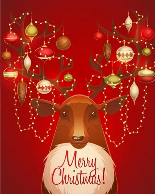圣诞节麋鹿卡通可爱创意素材背景图片