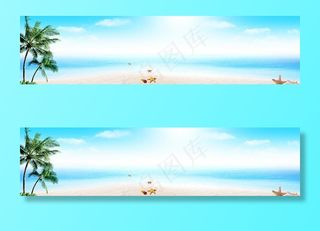 夏日蓝天海滩背景图片