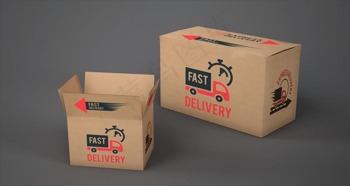 商品纸箱纸箱设计样机PSD图片