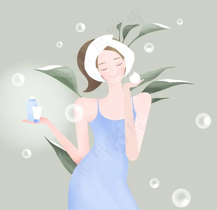 人物小清新女子插画图片