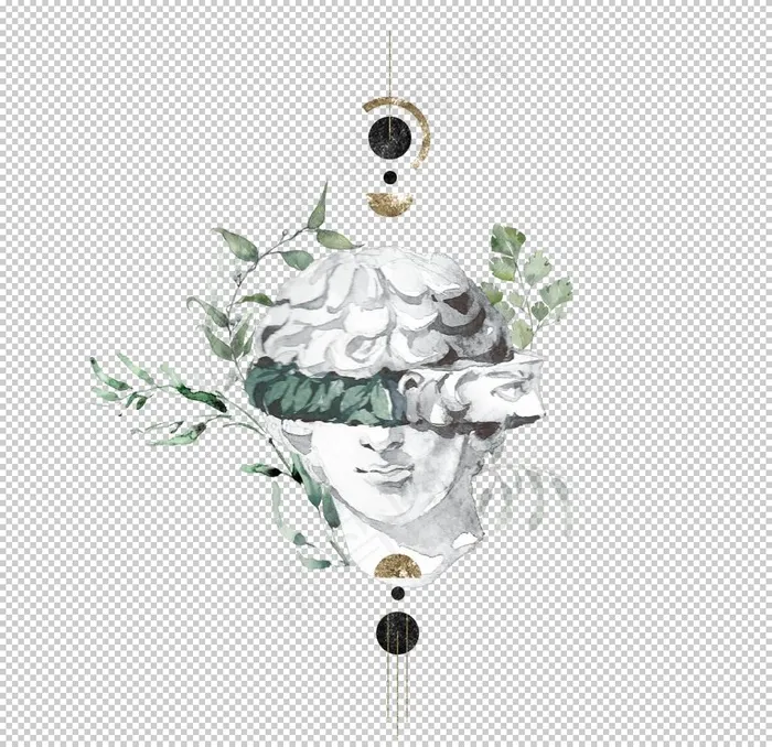 小清新水彩植物树枝图片