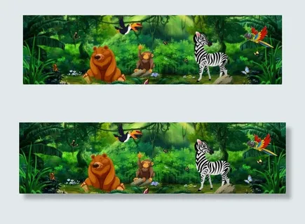 卡通动物派对森林背景图片