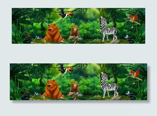 卡通动物派对森林背景图片