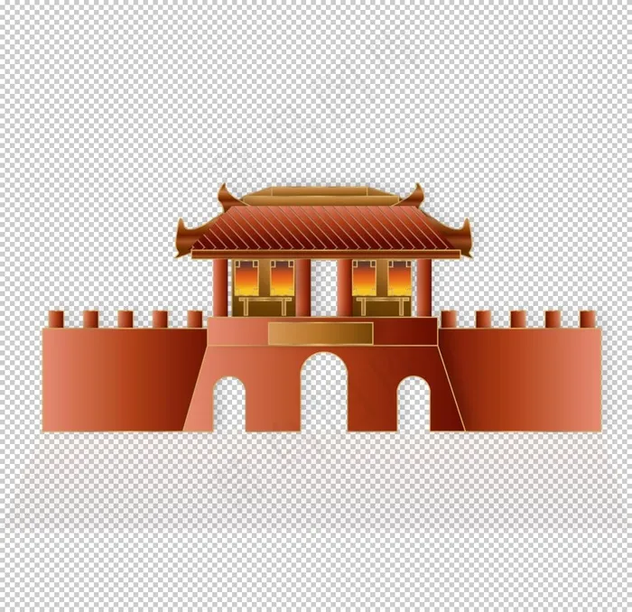 手绘古建筑图片