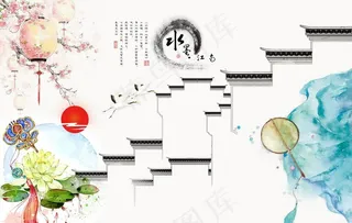 中式背景 江南图片
