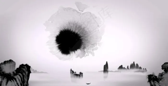 意境水墨山水图片(4000X2172(DPI:150))psd模版下载