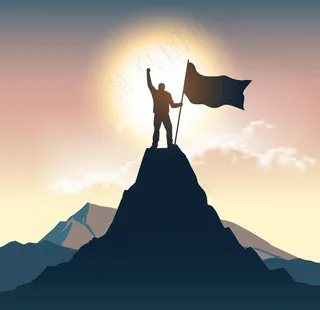 登顶矢量成功努力奋斗登山冠军图片