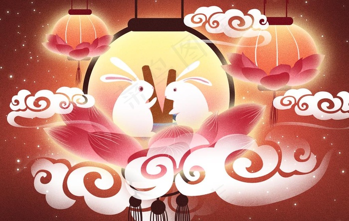 中秋节插画海报图片