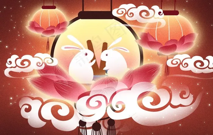 中秋节插画海报图片(3543X2362(DPI:300))psd模版下载