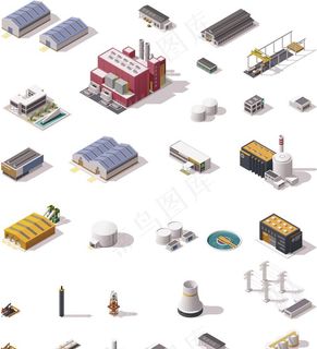等距郊区工厂图片