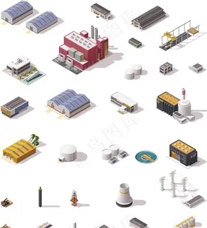 等距郊区工厂图片