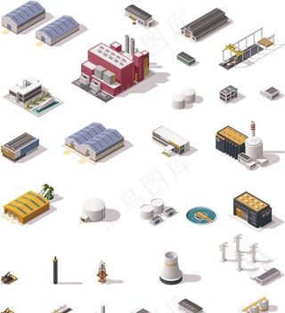 等距郊区工厂图片