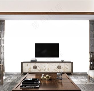 新中式背景墙纸样机图片