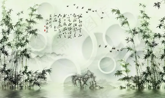 彩雕新中式竹子背景墙图片 彩雕新中式竹子背景墙图片