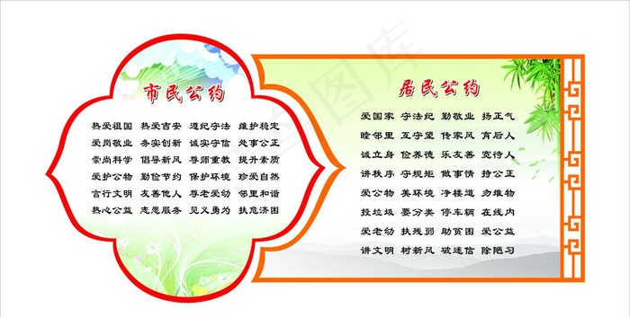 社区 市民公约 居民公约图片cdr矢量模版下载
