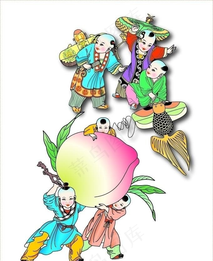 百子图图片ai矢量模版下载