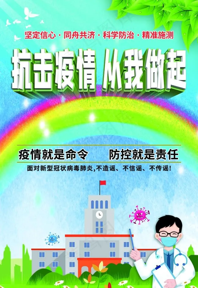 防控疫情宣传口号病毒医生素材图片psd模版下载