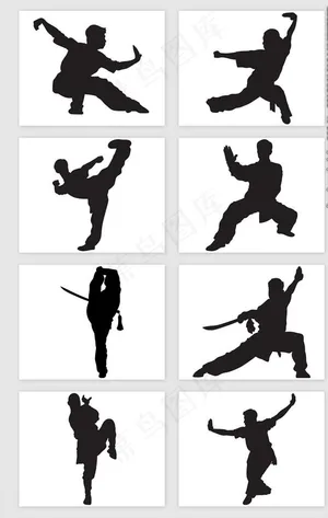 武术人物剪影图片