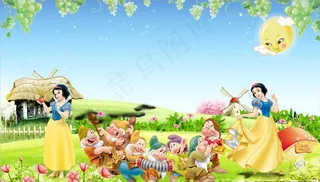 白雪公主和七个小矮人乐园背景图片