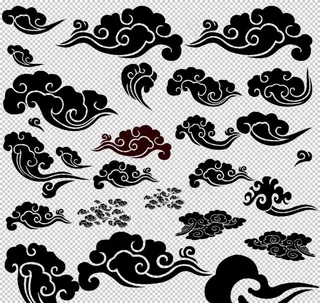 中国风云纹花纹水墨元素图片
