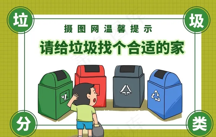 垃圾分类图片psd模版下载