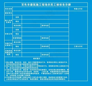 建筑施工现场农民工维权告示牌图片
