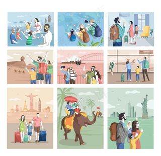 扁平化旅游插画图片