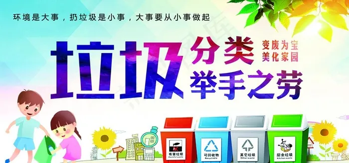 垃圾分类公益广告图片(7087X3543(DPI:150))psd模版下载
