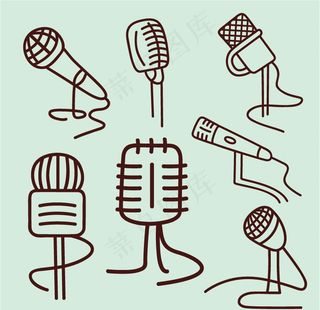 手绘麦克风设计矢量素材图片