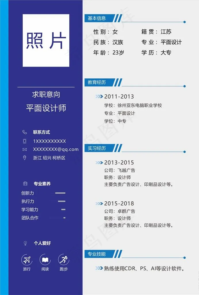 简历图片cdr矢量模版下载