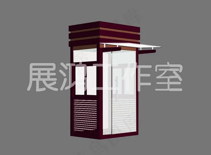 岗亭效果图图片psd模版下载