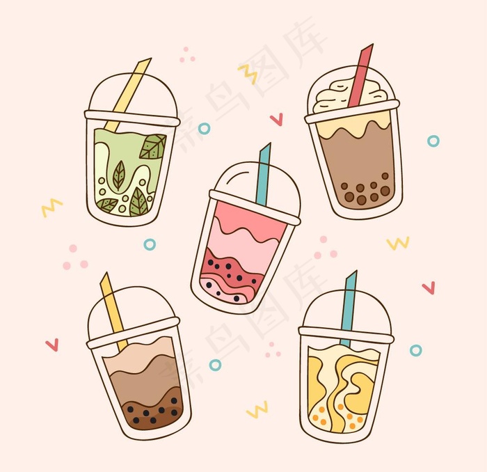奶茶插画图片ai矢量模版下载